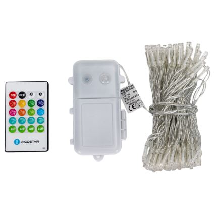 Aigostar - Dimbare LED buiten kerstverlichting met bewegingssensor 100xLED/3xAA 12m meerkleurig + afstandsbediening