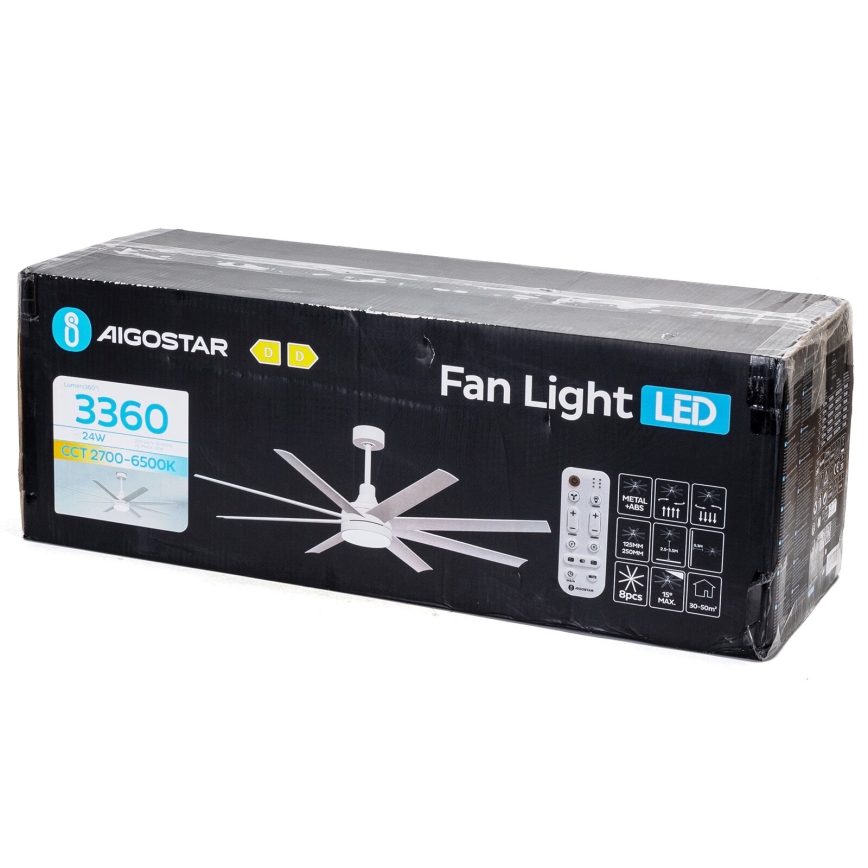 Aigostar - LED dimbare plafondventilator LED/24W/230V 2700-6500K diameter 165 cm + afstandsbediening wit