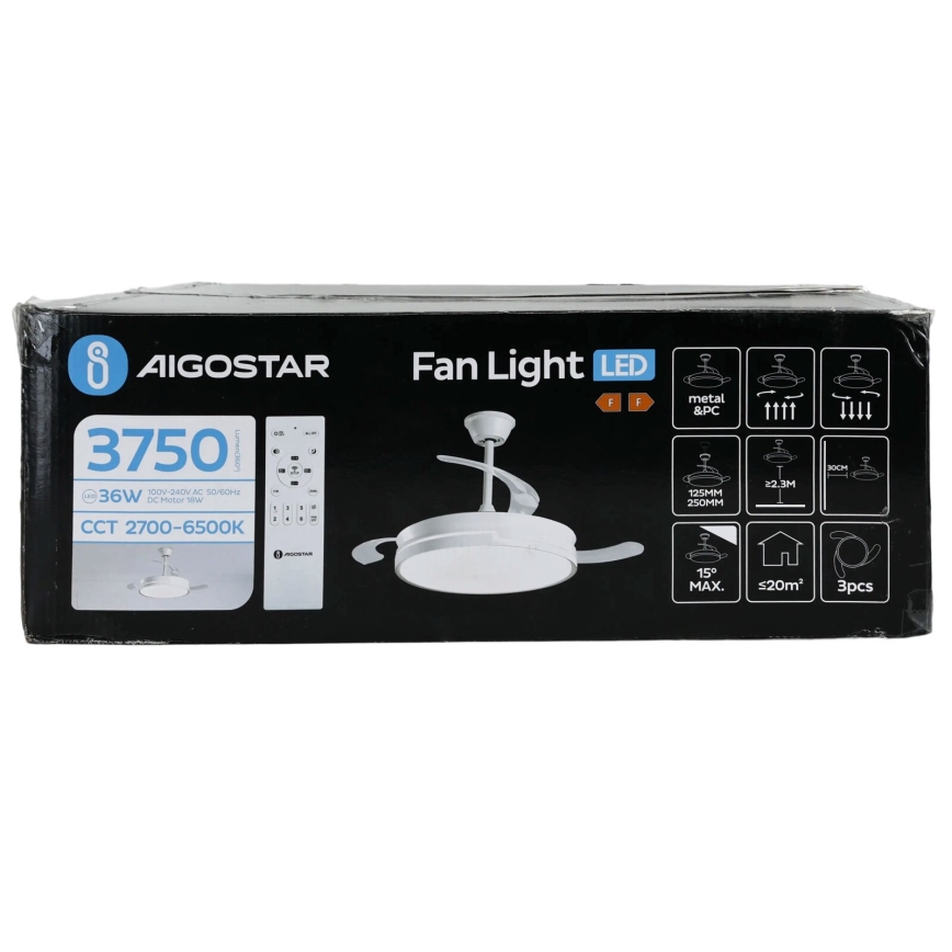 Aigostar - LED dimbare plafondventilator LED/36W/230V 2700-6500K diameter 107 cm + afstandsbediening wit