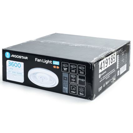 Aigostar - LED dimbare plafondventilator LED/40W/230V 2700/4000/6500K diameter 50 cm + afstandsbediening wit