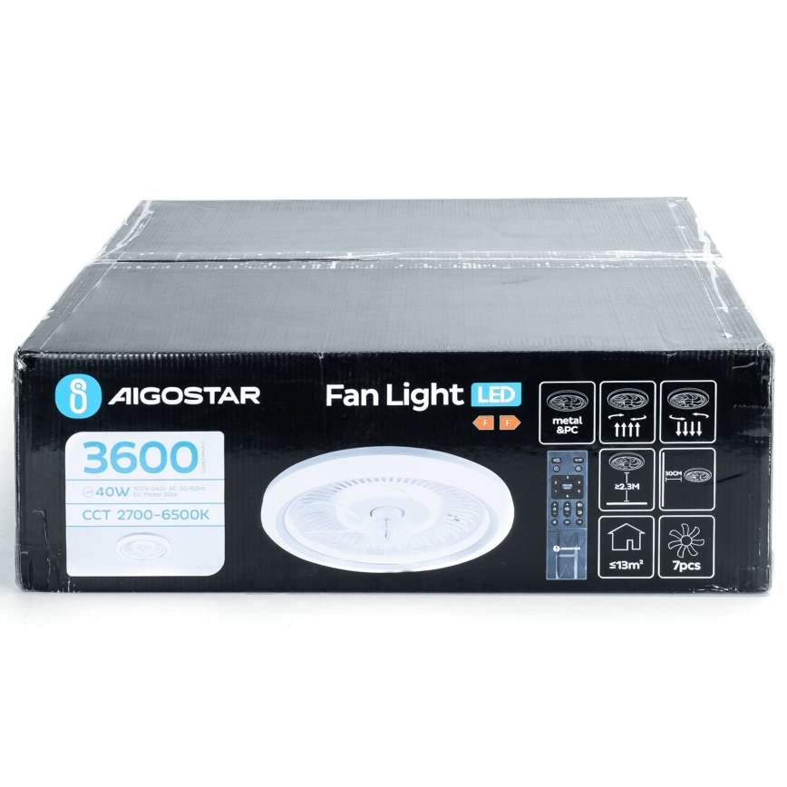 Aigostar - LED dimbare plafondventilator LED/40W/230V 2700/4000/6500K diameter 50 cm + afstandsbediening wit