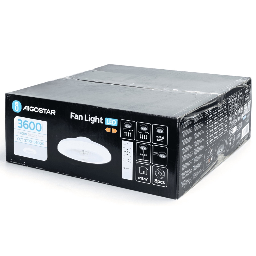 Aigostar - LED dimbare plafondventilator LED/40W/230V 2700-6500K diameter 48 cm + afstandsbediening wit
