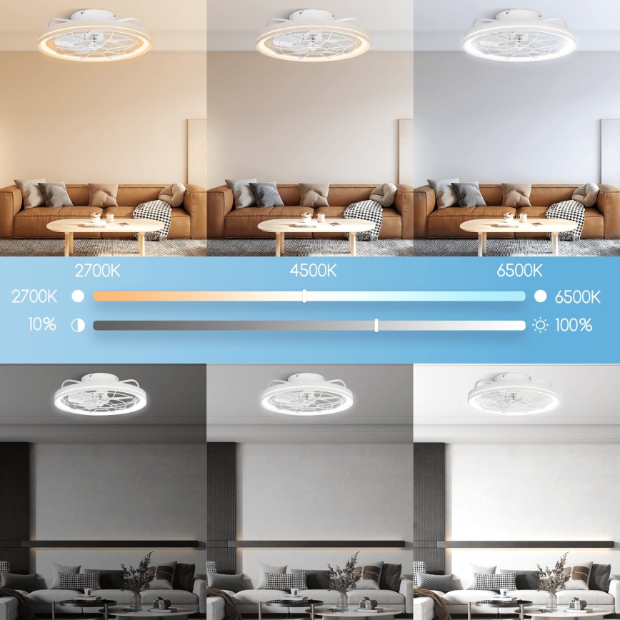 Aigostar - LED dimbare plafondventilator LED/40W/230V 2700-6500K diameter 48 cm + afstandsbediening wit