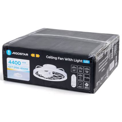 Aigostar - LED dimbare plafondventilator LED/40W/230V 2700-6500K diameter 48 cm + afstandsbediening wit