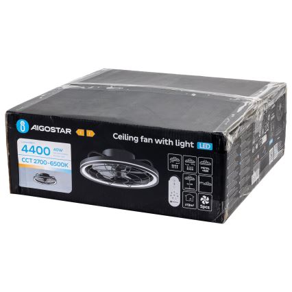 Aigostar - LED dimbare plafondventilator LED/40W/230V 2700-6500K diameter 48 cm + afstandsbediening zwart