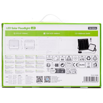 Aigostar - LED Dimbare zonne-schijnwerper LED/150W/3,4V 3000/4000/6500K IP66 + afstandsbediening
