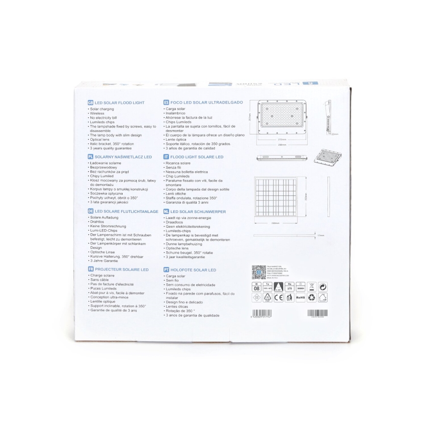 Aigostar - LED Dimbare zonne-schijnwerper LED/200W/3,4V IP65 + afstandsbediening