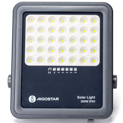 Aigostar - LED Dimbare zonne-schijnwerper LED/200W/3,4V IP65 + afstandsbediening