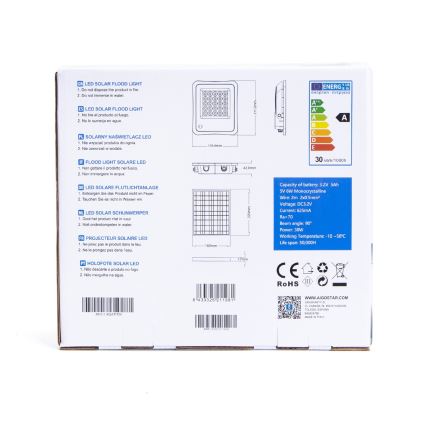 Aigostar - LED Dimbare zonne-schijnwerper LED/30W/3,2V 20000 mAh IP67 + AB