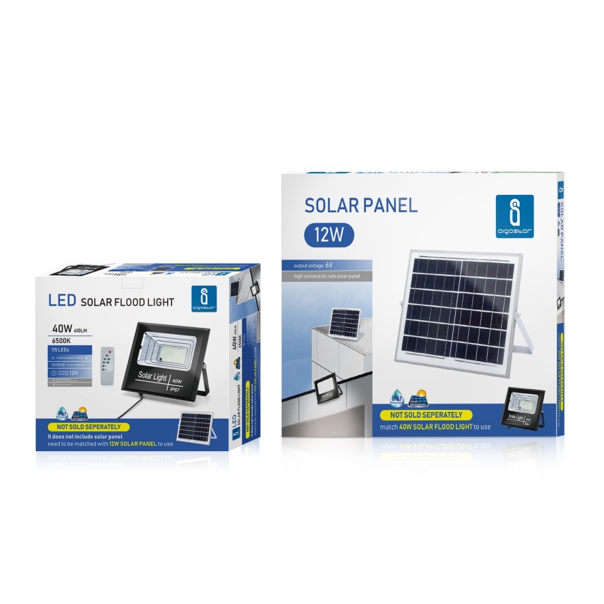 Aigostar - LED Dimbare zonne-schijnwerper LED/40W/3,2V IP67 2000 mAh + AB