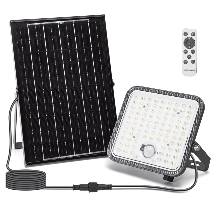 Aigostar - LED Dimbare zonne-schijnwerper met sensor LED/120W/3,4V 6500K IP66 + afstandsbediening