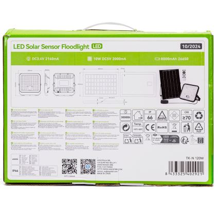 Aigostar - LED Dimbare zonne-schijnwerper met sensor LED/120W/3,4V 6500K IP66 + afstandsbediening