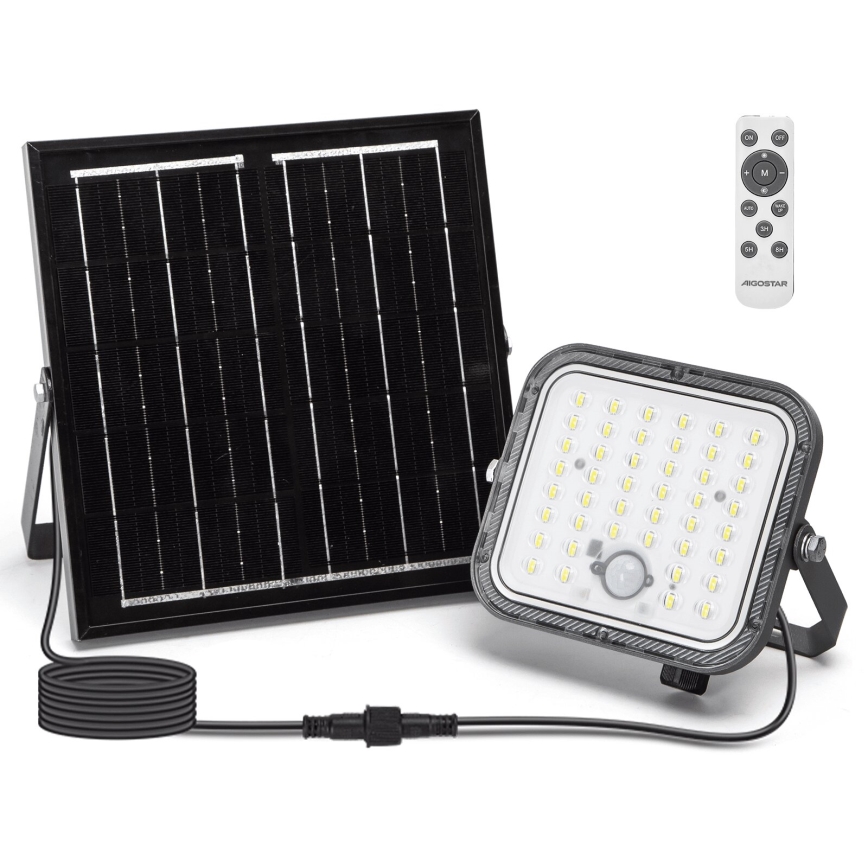 Aigostar - LED Dimbare zonne-schijnwerper met sensor LED/80W/3,4V 6500K IP66 + afstandsbediening