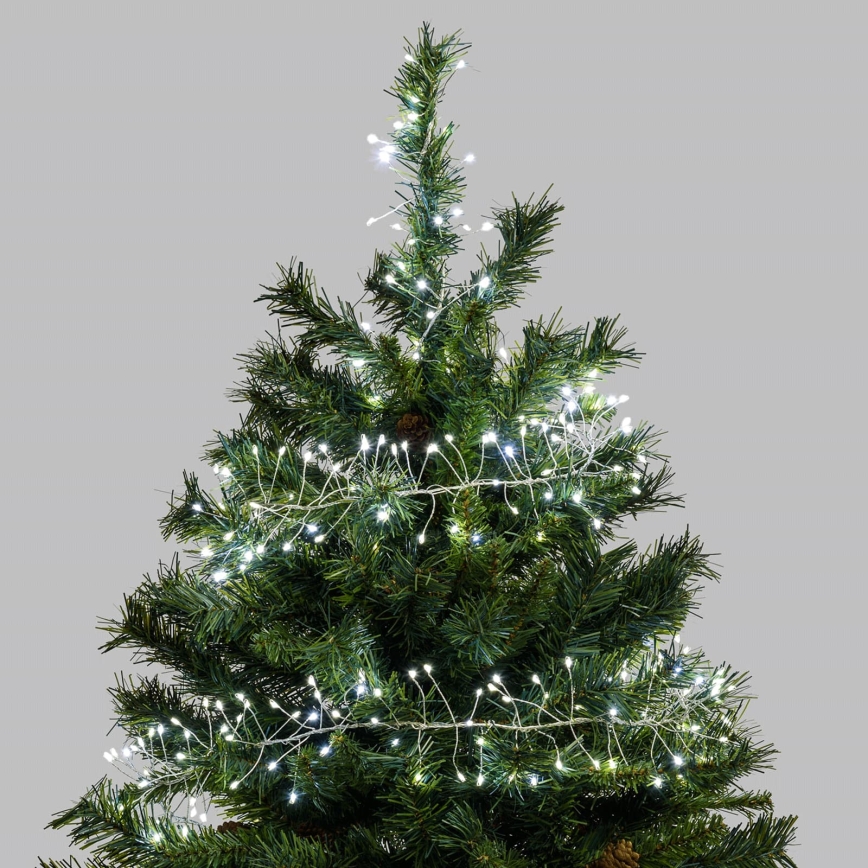 Aigostar - Guirlande lumineuse LED de Noël extérieure 200xLED/8 fonctions 3xAA 6,3m IP44 blanc froid