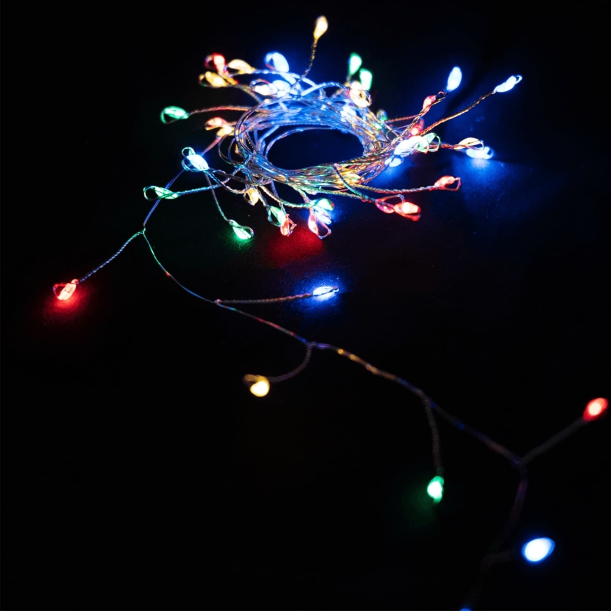 Aigostar - LED guirlande de Noël d'extérieur 50xLED/8 fonctions 3xAA 1,8m IP44 multicolore