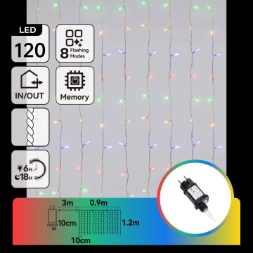 Aigostar - LED guirlande de Noël extérieure 120xLED/8 fonctions 3,9x1,2m IP44 multicolore