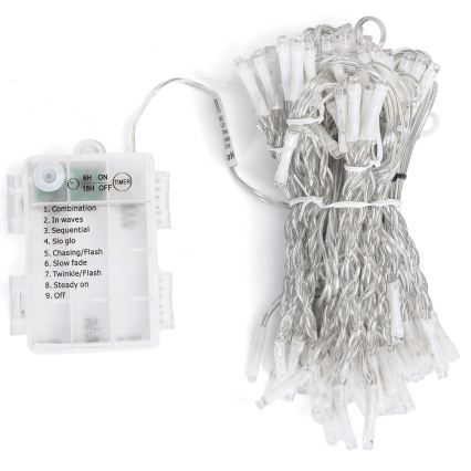 Aigostar - LED Guirlande lumineuse extérieure de Noël 156 LED/8 fonctions 3xAA 4,2x1,2m IP44 blanc froid