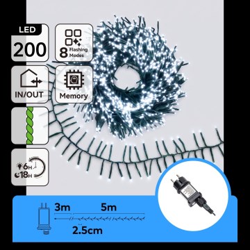 Aigostar - LED guirlande de Noël extérieure 200xLED/8 fonctions 8m IP44 blanc froid