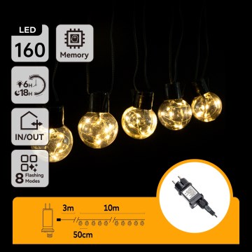 Aigostar - LED Guirlande décorative d'extérieur 160xLED 10m IP44 blanc chaud