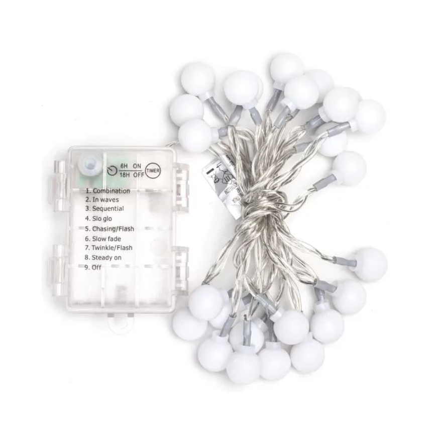 Aigostar-LED guirlande LED d'extérieur 25 LED/3xAA/8 fonctions 2,8 m IP44 blanc chaud