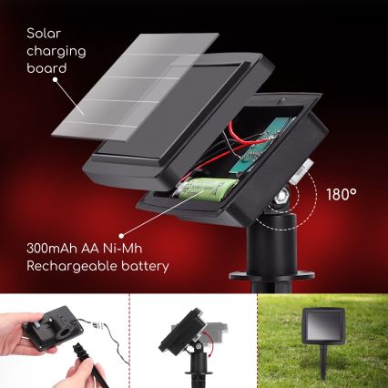 Aigostar - Guirlande solaire LED 10 × LED / 3,8 m, IP44, blanc froid, 400 mAh