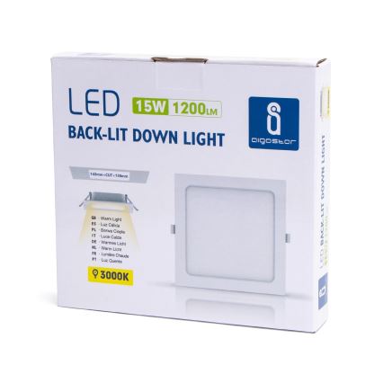 Aigostar - LED Hang plafondverlichting LED/15W/230V 17,5x17,5 cm 3000K wit