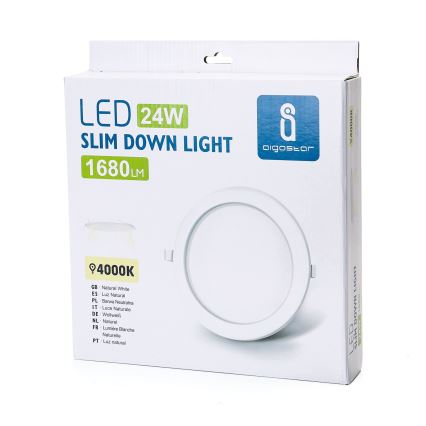 Aigostar - LED Hang plafondverlichting ULTRATHIN LED/24W/230V 4000K wit