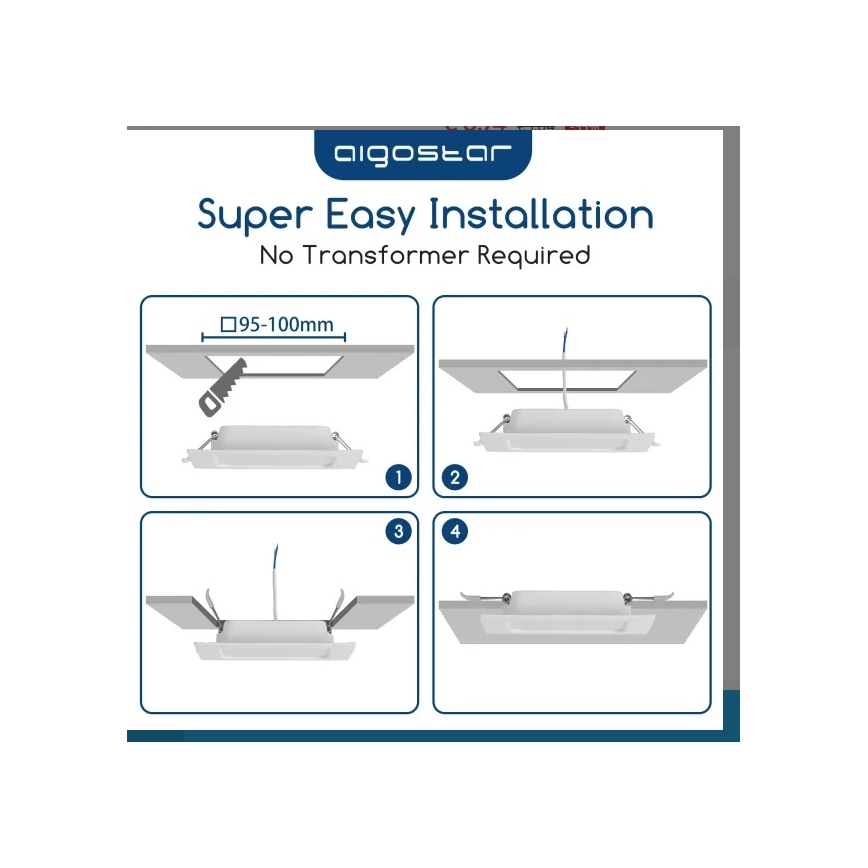 Aigostar - LED-inbouwarmatuur 6W/230V 3000K 12x12 cm wit