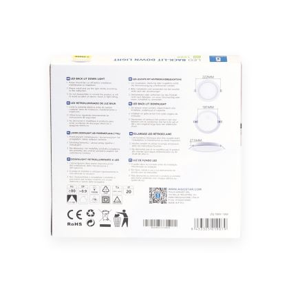 Aigostar - LED inbouwarmatuur LED/18W/230V 3000K Ø 22,2 cm wit