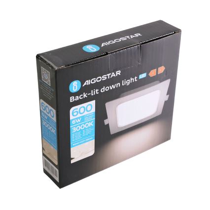 Aigostar - LED inbouwlamp LED/6W/230V 3000K 12x12 cm wit