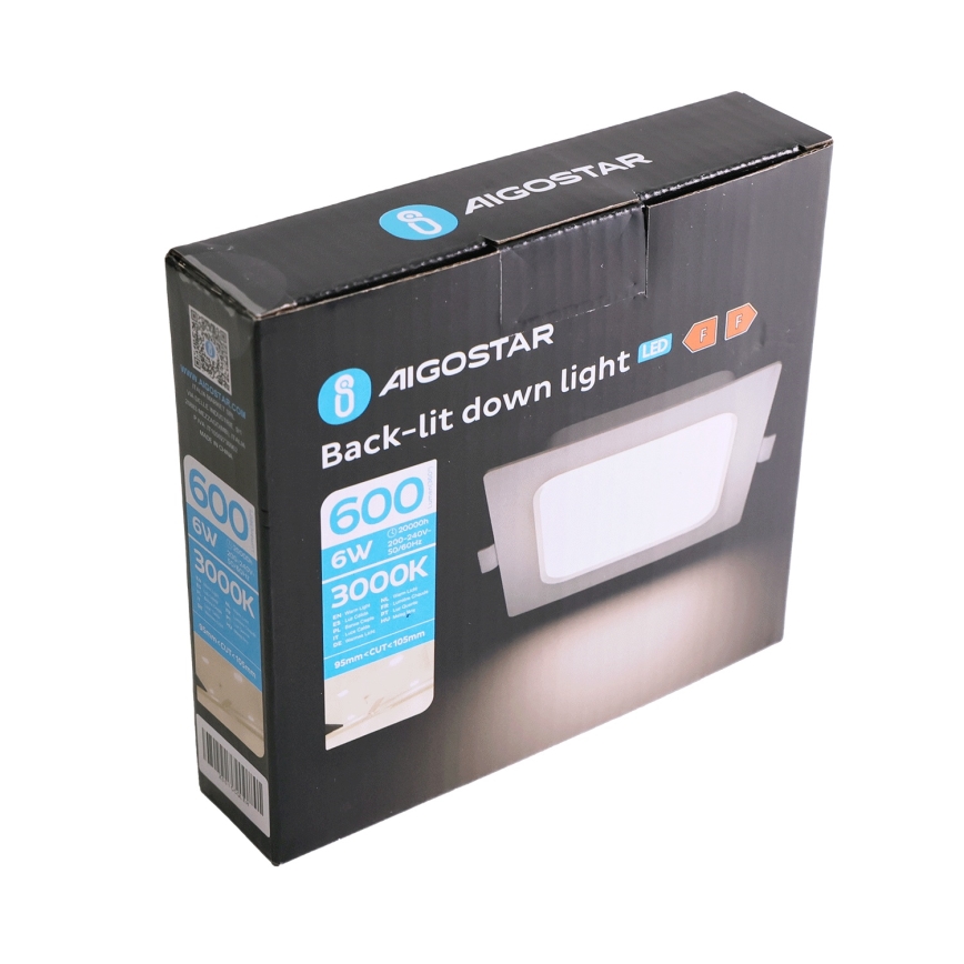 Aigostar - LED inbouwlamp LED/6W/230V 3000K 12x12 cm wit