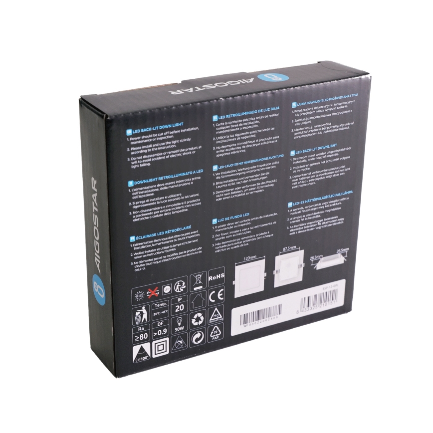 Aigostar - LED inbouwlamp LED/6W/230V 3000K 12x12 cm wit