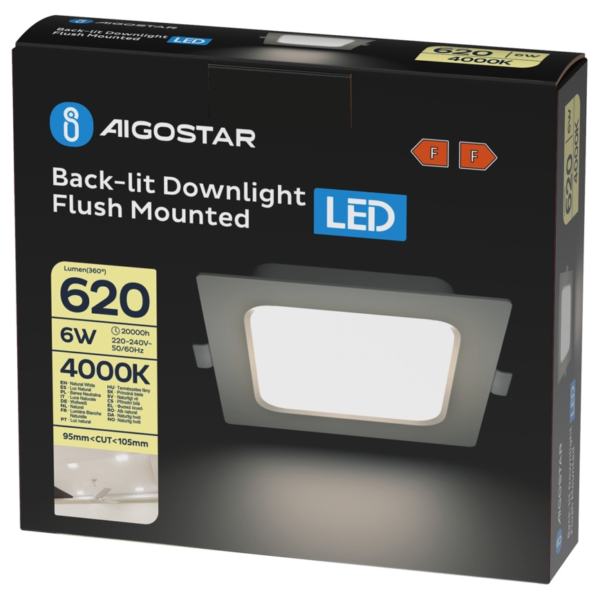Aigostar - LED Inbouwlamp LED/6W/230V 4000K 12x12 cm wit