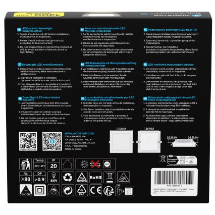 Aigostar - LED Inbouwspot LED/12W/230V 3000K 17,5x17,5 cm wit