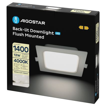 Aigostar - LED Inbouwspot LED/12W/230V 4000K 17,5x17,5 cm wit