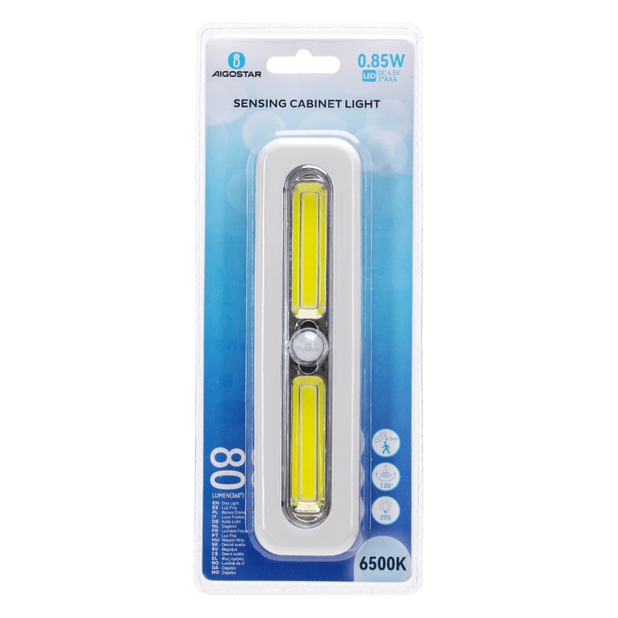 Aigostar - LED-kastverlichting met bewegingssensor LED/3xAAA 6500K wit