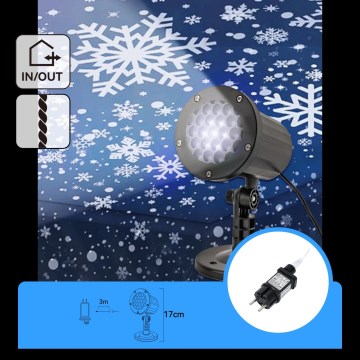 Aigostar - LED Kerst buitenprojector sneeuwvlokken LED/5W/230V IP44 koel wit