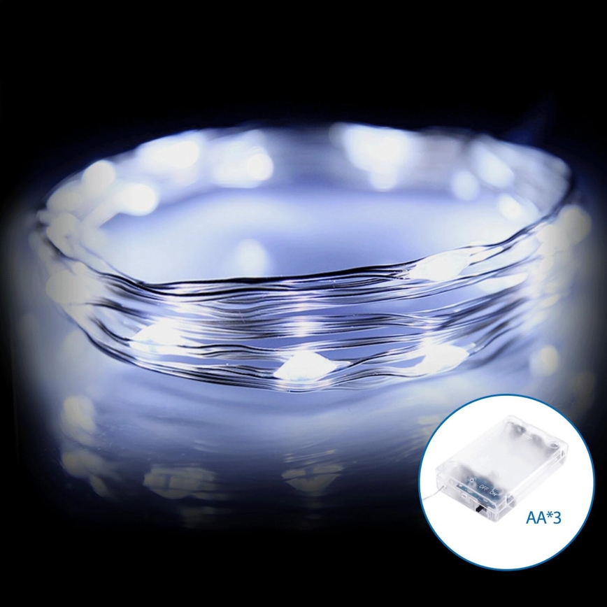 Aigostar - LED Kerst lichtsnoer 20xLED/3xAA 2,3m koud wit