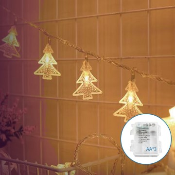Aigostar - LED Kerst lichtsnoer 20xLED/3xAA 3,3m bomen