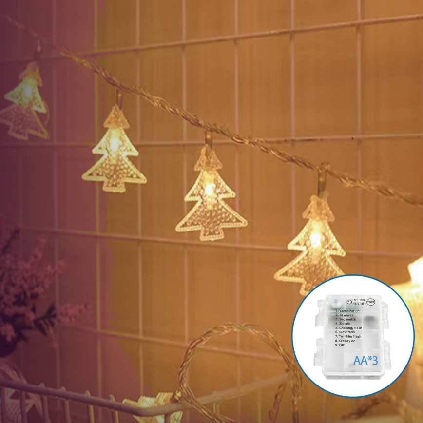 Aigostar - LED Kerst lichtsnoer 20xLED/3xAA 3,3m bomen