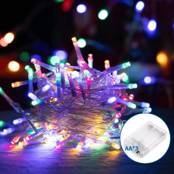 Aigostar - LED Kerst lichtsnoer 50xLED/3xAA 5,3m Meerdere kleuren