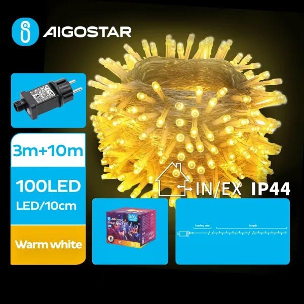 Aigostar - LED Kerst lichtsnoer voor buiten 100xLED/8 Functies 13m IP44 warm wit