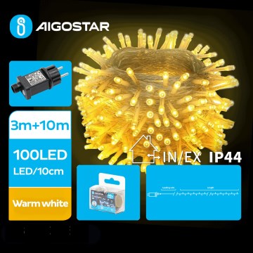 Aigostar - LED Kerst lichtsnoer voor buiten 100xLED/8 Functies 13m IP44 warm wit