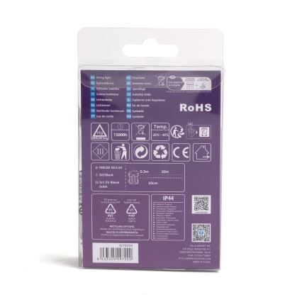 Aigostar -LED Kerst lichtsnoer voor buiten 100xLED/8 Functies 3xAA 10,3m IP44 warm wit