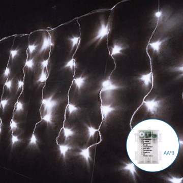 Aigostar - LED Kerst lichtsnoer voor buiten 100xLED/8 Functies/3xAA 8x0,4m IP44 koud wit