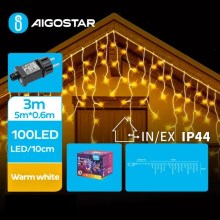 Aigostar - LED Kerst lichtsnoer voor buiten 100xLED/8 Functies 8x0,6m IP44 warm wit