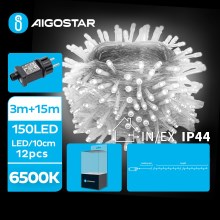 Aigostar - LED Kerst lichtsnoer voor buiten 150xLED/8 Functies 18m IP44 koud wit
