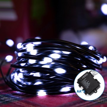 Aigostar - LED Kerst lichtsnoer voor buiten 150xLED/8 Functies/3xAA 15,3m IP44 koud wit