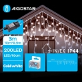 Aigostar - LED Kerst lichtsnoer voor buiten 200xLED/8 Functies 13x0,6m IP44 koud wit