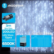 Aigostar - LED Kerst lichtsnoer voor buiten 200xLED/8 Functies 5x2m IP44 koud wit